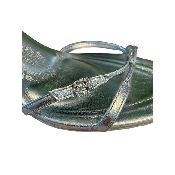 Alexander Wang Lucienne 65 Strappy Slide Sandals Leather Metallic Silver 38.5 - Picture 5 of 15